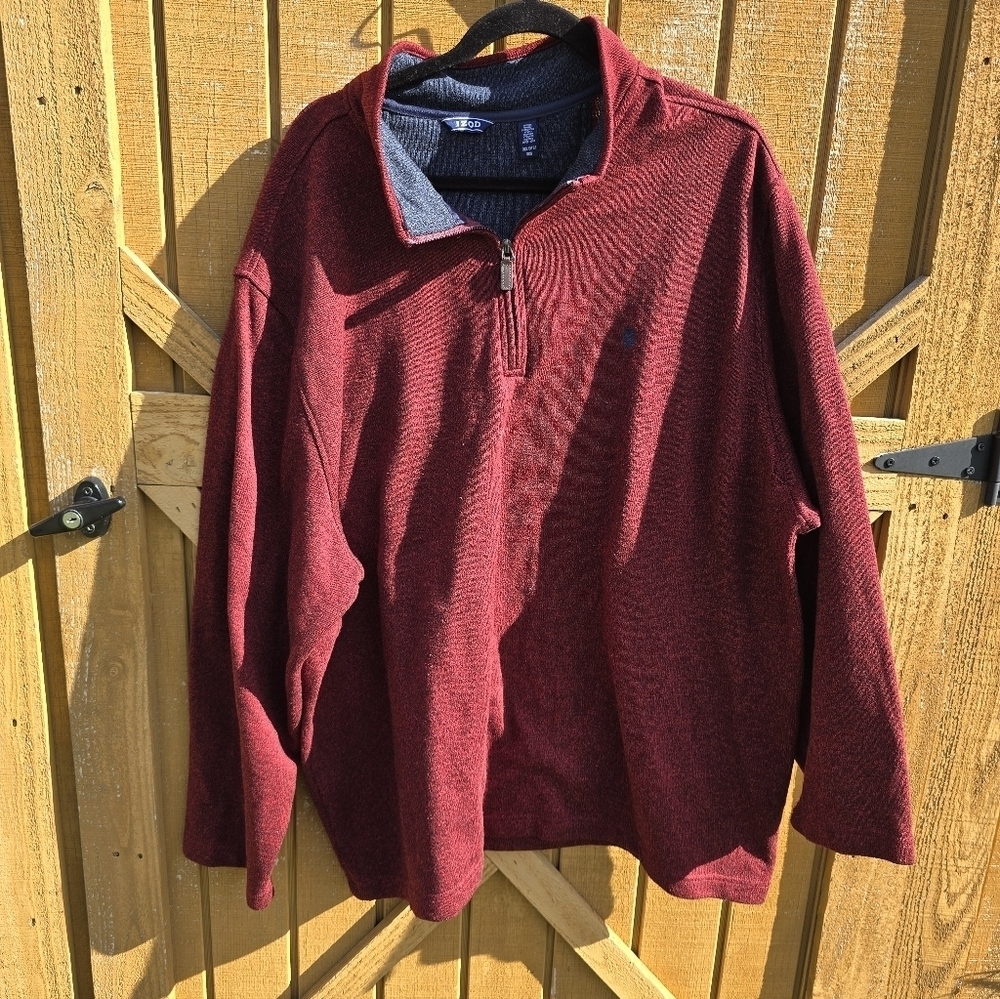 Izod Red and Blue Quarter-Zip Pullover